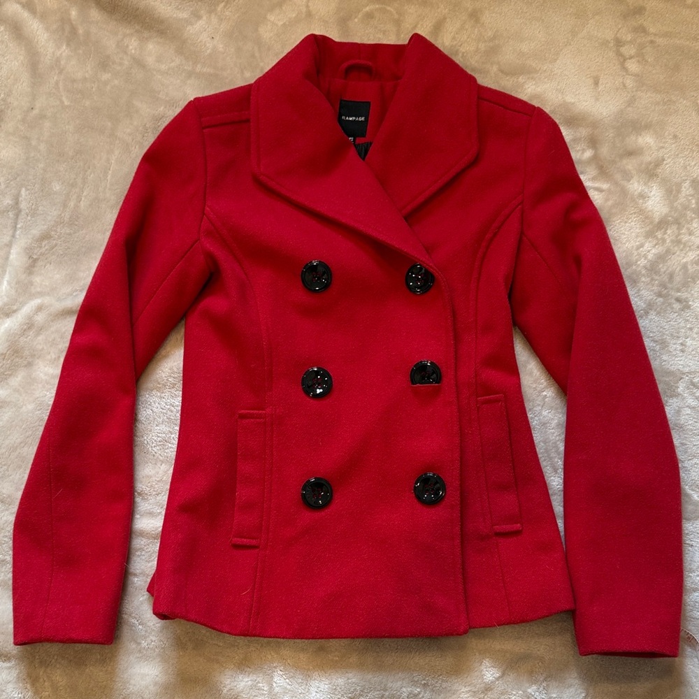 Rampage Vibrant Red Pea Coat